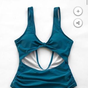 Cupshe MOODY BLUE FRONT-KNOT ONE-PIECE SWIMSUIT